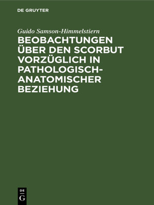 cover image of Beobachtungen über den Scorbut vorzüglich in pathologisch-anatomischer Beziehung